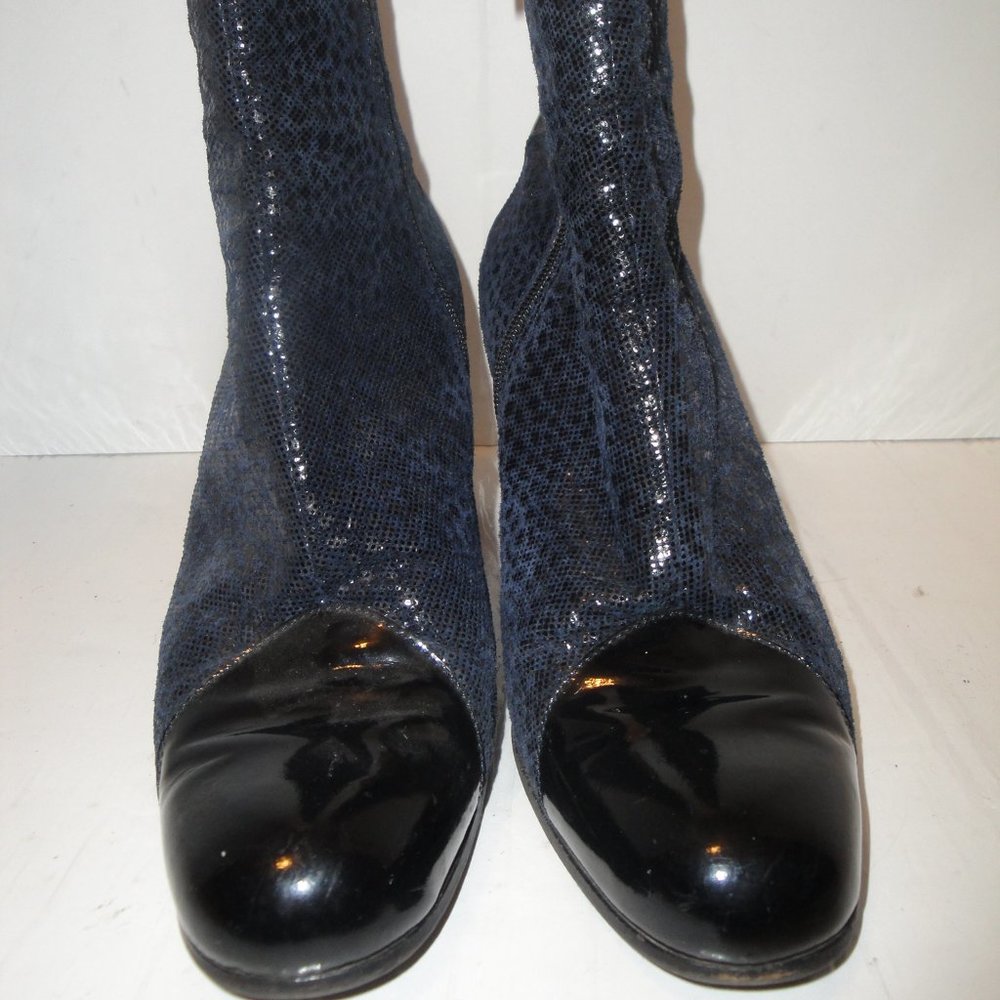 Brunella Blue Black Leather Boot